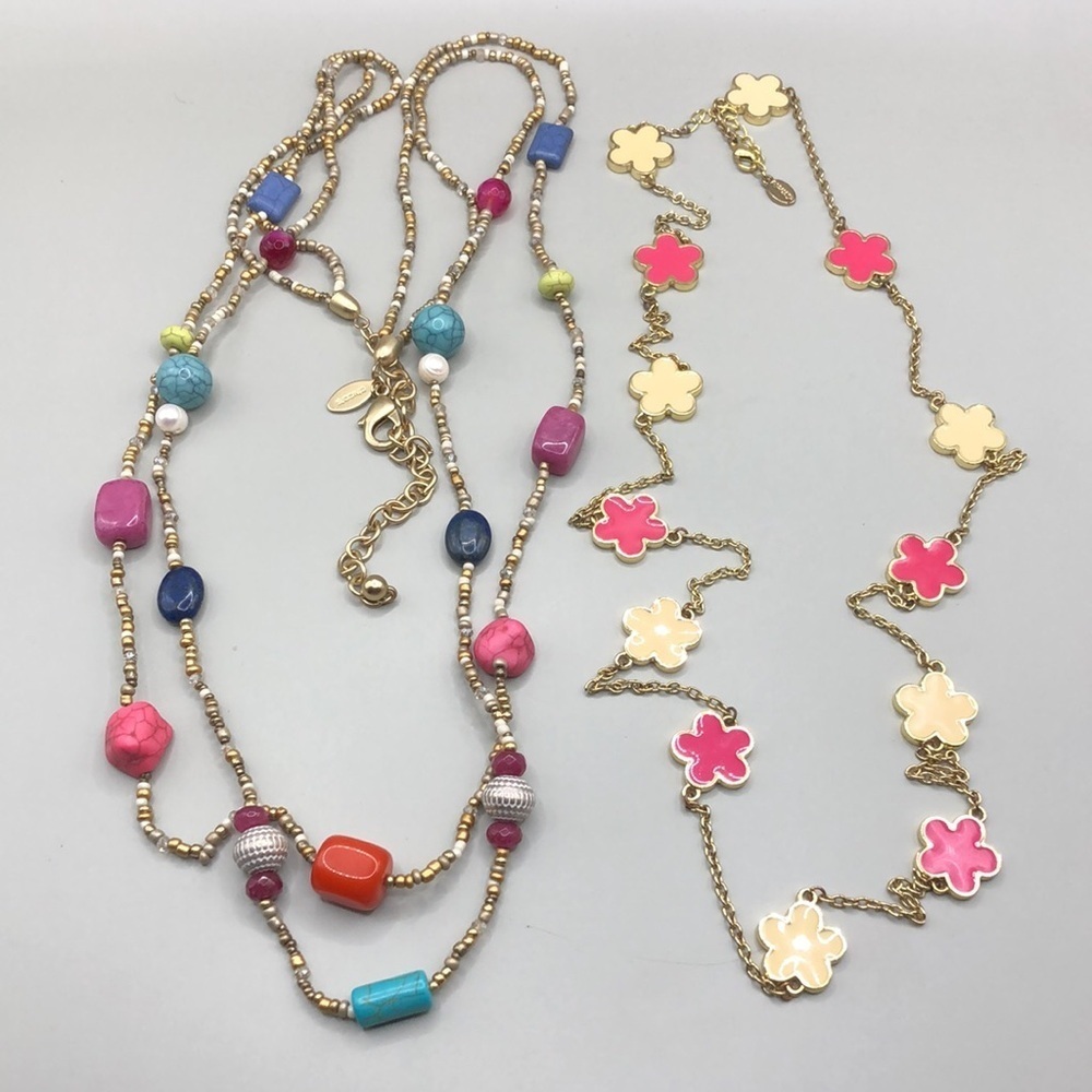 Curated bundle pop of color chain and bead Chico's & Fornash Long Necklaces